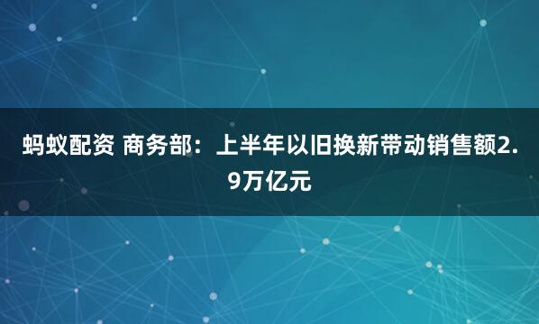蚂蚁配资 商务部：上半年以旧换新带动销售额2.9万亿元